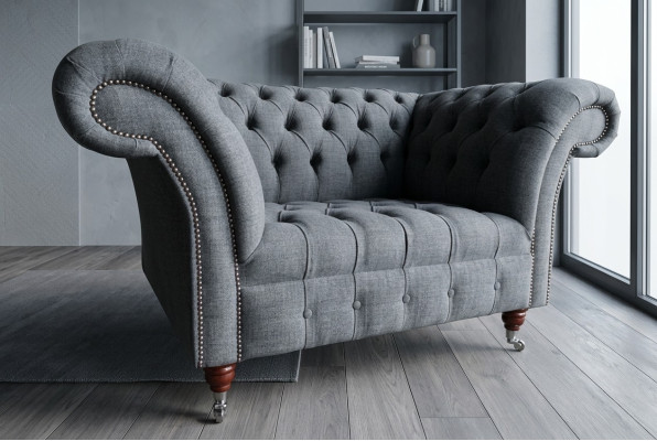 Chesterfield Design Stofbank Fauteuil 1,5-zits Beklede Sofa's Lounge Nieuw Club