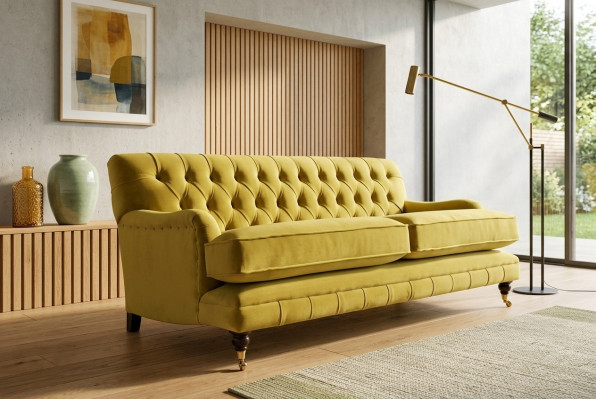Chesterfield 3-zits design sofa bank gestoffeerde banken textiel drierzitter