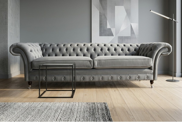 Chesterfield 4-zits gestoffeerde bank Moderne stijl Leder Stof Bank Sofa's Textiel