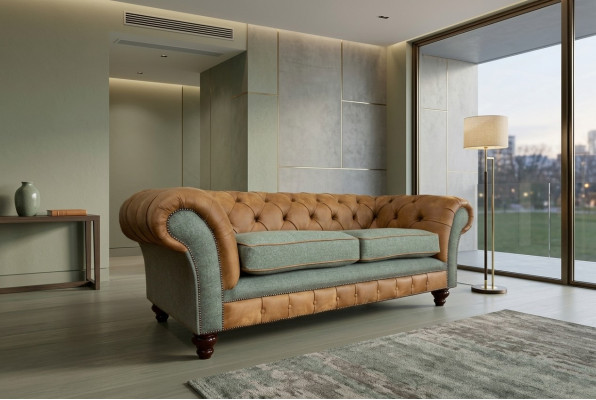Designer bank 3-zits bank gestoffeerde banken stoffen woonkamer textielbank