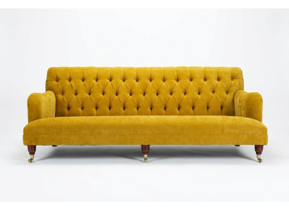 Klassieke Chesterfield bank 4-zitsbanken bankstellen leer geel ontwerp bekleding