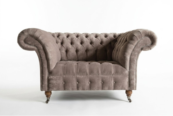 Chesterfield fauteuil televisie bank 1-zits sofa stof bekleding nieuwe textiel banken.