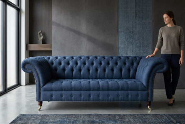 Chesterfield bank zit textiel stof banken sofa's sofa bekleding fluweel 3-zits