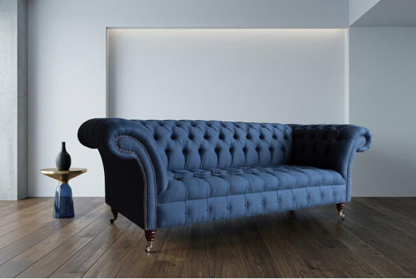 Chesterfield bank zit textiel stof banken sofa's sofa bekleding fluweel 3-zits