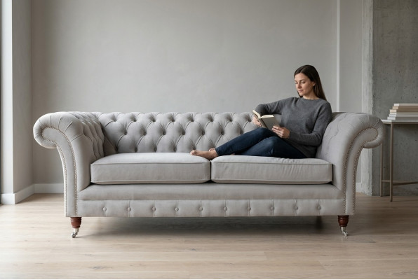 Chesterfield Bank Sofa Bekleding 3-Zitsbank Banken Zitmeubel Sofas Wit Nieuw