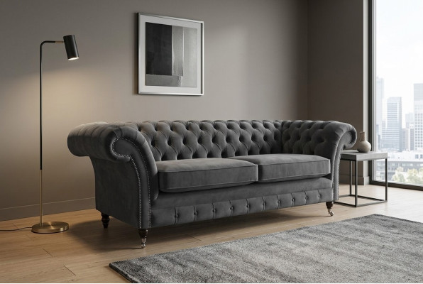 Chesterfield Bank 3-Zits Bekleding Textiel Stof Leren Banken Sofa's Bankstel