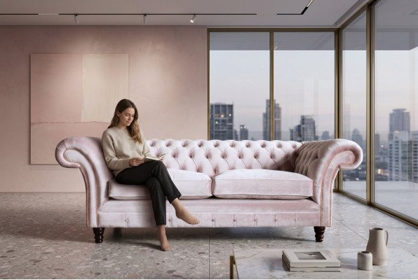 Chesterfield 3-zits design slaapbank bankstel bekleding banken textiel driezitter