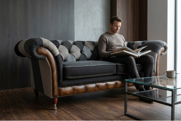 Duurzaam Chesterfield bank bankstel bekleding van microvezel stof zitkussens