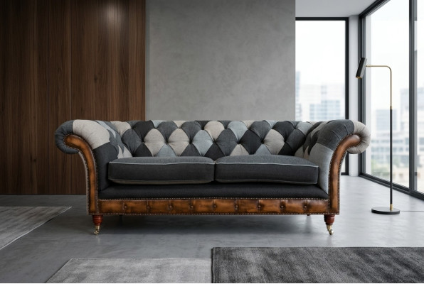 Duurzaam Chesterfield bank bankstel bekleding van microvezel stof zitkussens