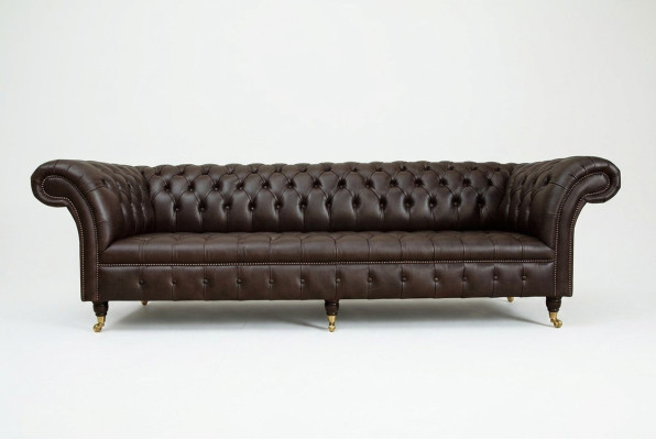 Bruine Chesterfield bank gestoffeerde 4-zitter designer woonkamer bankstellen