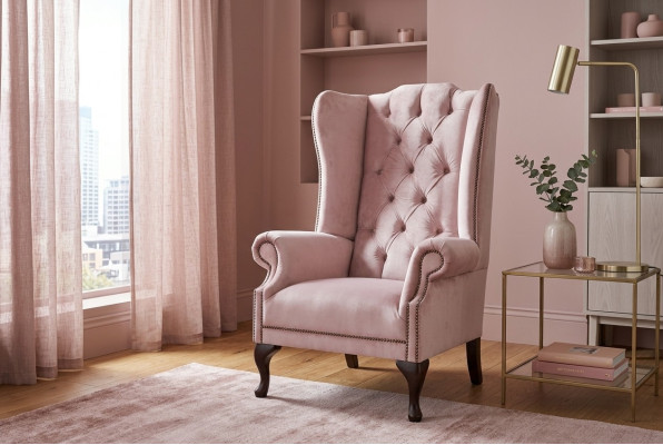 Chesterfield oorfauteuil eenzitter sofa bank relax bekleding fluweel leer stof nieuw
