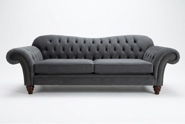 Grote bank 4-zits bank Chesterfield gestoffeerde zitcombinatie stof textiel Nieuw Grijs