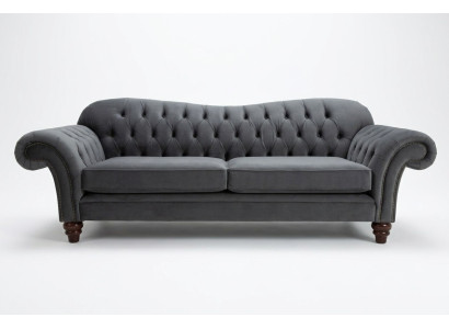 Grote bank 4-zits bank Chesterfield gestoffeerde zitcombinatie stof textiel Nieuw Grijs