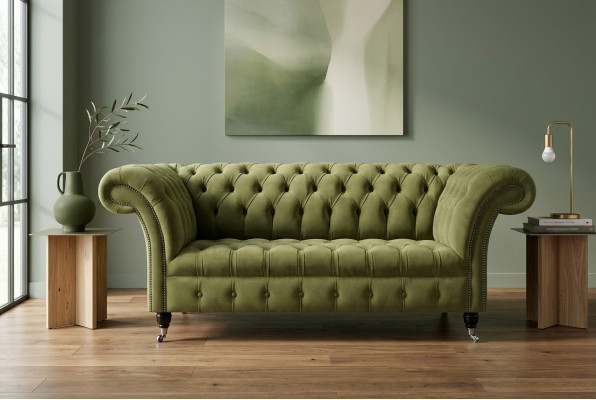 Chesterfield Bank 2-zits Bekleding Zitting Textiel Stof Leder Banken Sofas Sofa