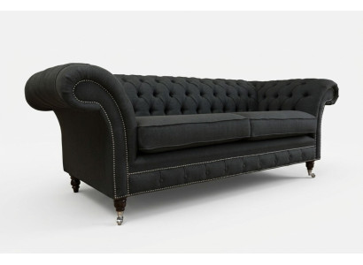 Zwarte Moderne Driepersoons Chesterfield Luxe 3-zitsbank
