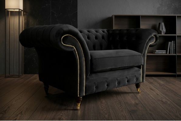 Chesterfield Design Stof Bank Fauteuil 1,5-zitter Bekleding Sofas Lounge Nieuw Club