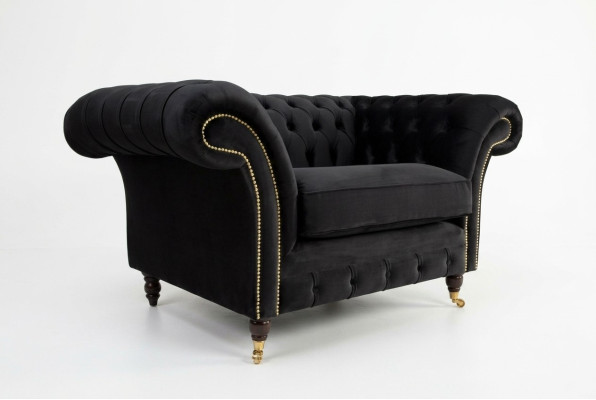 Chesterfield Design Stof Bank Fauteuil 1,5-zitter Bekleding Sofas Lounge Nieuw Club