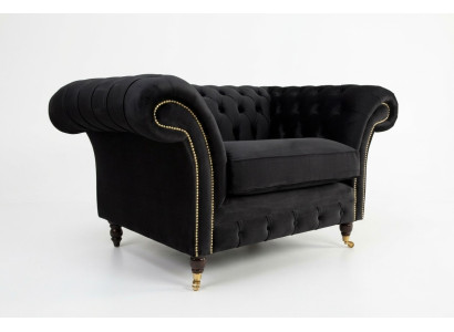 Chesterfield Design Stof Bank Fauteuil 1,5-zitter Bekleding Sofas Lounge Nieuw Club
