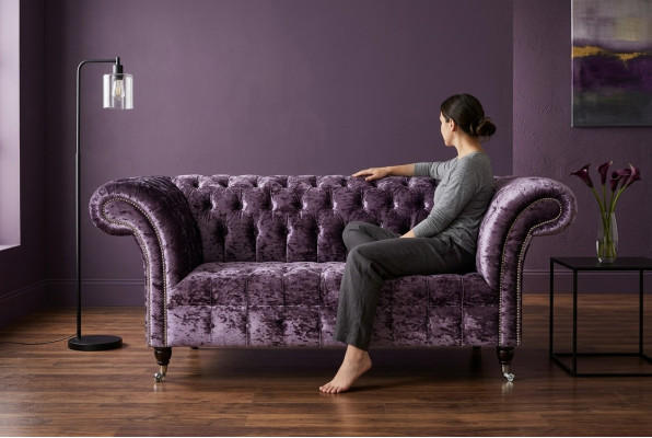 Chesterfield gestoffeerde bank stoffen banken sofa zitmeubel rugleuning nieuw 2-zitsbank