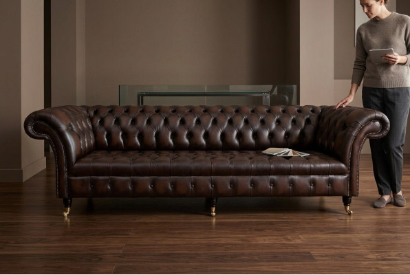 Klassieke Chesterfield leren bekleding luxe bankontwerp bankstellen 4-zits nieuw