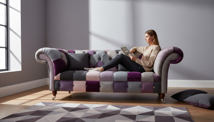 Ontwerp 3-zits gestoffeerde bankstel van textiel Clubbank Luxe Zitmeubelen