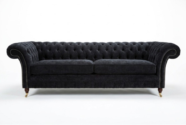 Hoogwaardige Chesterfield bank gestoffeerde vierzits textiel bank XXL stof.
