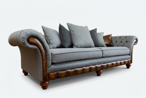 Klassiek Chesterfield Design Bankstel 4-Zitter Bank Bekleding Luxe Textiel Bankstellen