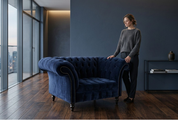 Chesterfield Sofa Bankstel Bekleding Set 1,5-zits Banken Klassieke Eenzitter