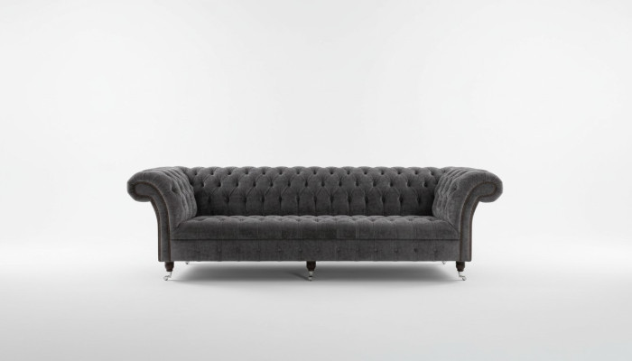 Ontwerper Chesterfield Grijze Luxe Bank Bank 4 Zits Stoffen Bank