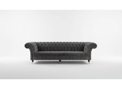 Ontwerper Chesterfield Grijze Luxe Bank Bank 4 Zits Stoffen Bank