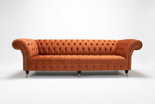 Bank Bekleding Chesterfield Textiel Bankstellen Ontwerp Luxe Leren Bankstellen 4-zits 265cm