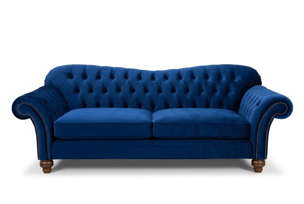 Ontwerpbank 4-zitsbank Textiel bekleding Blauw Klassieke banken Chesterfield Nieuw