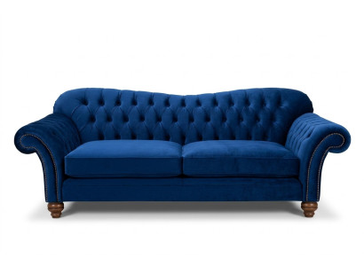 Ontwerpbank 4-zitsbank Textiel bekleding Blauw Klassieke banken Chesterfield Nieuw