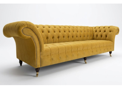 Sofa Bank Bekleding Chesterfield Textiel Bankstellen Ontwerp Luxe Stoffen Bankstellen 4-zits Geel