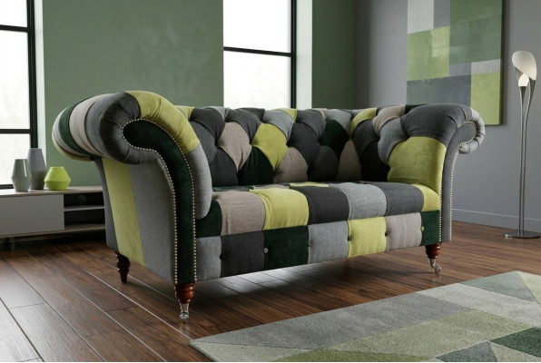 Designer Chesterfield bankstel 2 zits bank gestoffeerde bankstellen stof woonkamer bankstellen