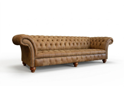 Chesterfield Bruine Bank Bank Bekleding 4 Zits Bankstel Bankstel