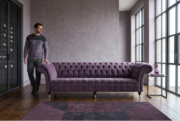 Lila Chesterfield luxe bank bankstel 4-zitsbanken zitkamerensemble