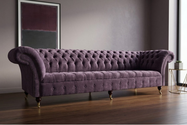 Lila Chesterfield luxe bank bankstel 4-zitsbanken zitkamerensemble