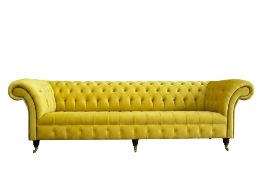 Ontwerp Bank 4 Zits Bekleed Luxe Klassiek Textiel Chesterfield Banken Bank