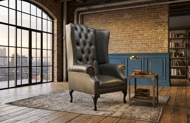 Chesterfield oorfauteuil eenzitter sofa bank relax bekleding fluweel leer stof