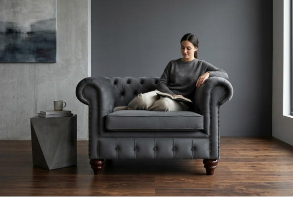 Chesterfield Design Fauteuil Bank Bekleding Luxe Textiel Banken 1-Zits Eénzitter