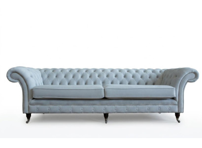 Grijze Chesterfield 4-zits gestoffeerde bank Moderne Stijl Fluweel Textiel Stof Bank