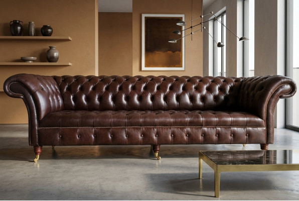 Bankstel 4 zits bank ontwerp Chesterfield gestoffeerd zitcombinatie leer textiel Nieuw