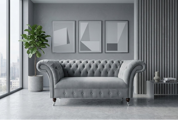 Chesterfield Luxe 2-zitsbank Sofa Bekleding Stofstoffen Bankstel Nieuw
