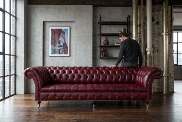 Chesterfield Design Bank 4-Zits Bank Bekleding Luxe Klassieke Stoffen Bankstellen