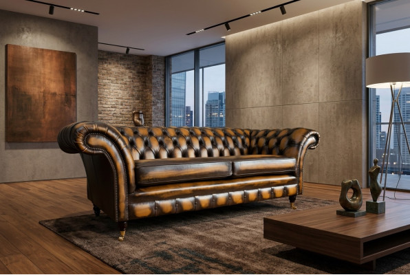 Edler Chesterfield Bruine Driezitter Luxe Gestoffeerde Banken Ontwerpers Sofa's