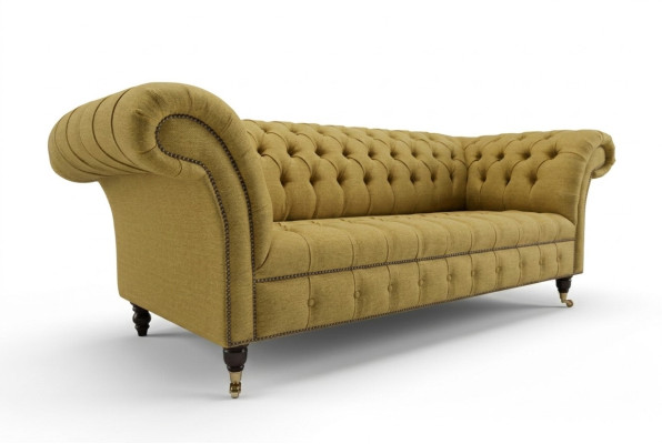 Gele bank met drie zitplaatsen, gestoffeerd designbankstel, 3-zitsbanken kamer luxe bankstellen