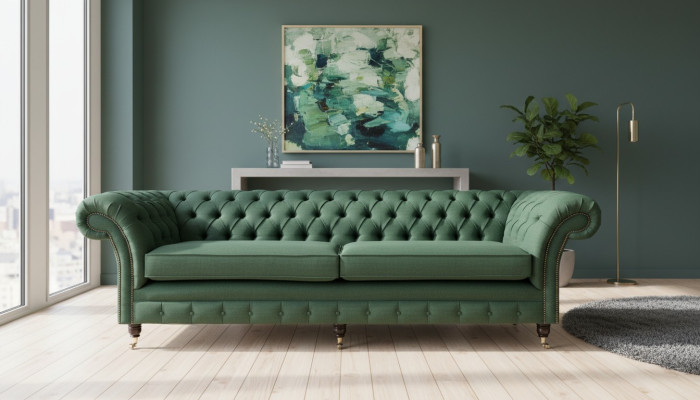 Knop bank Chesterfield banken 4-zits bank bekleding stof woonkamer meubels