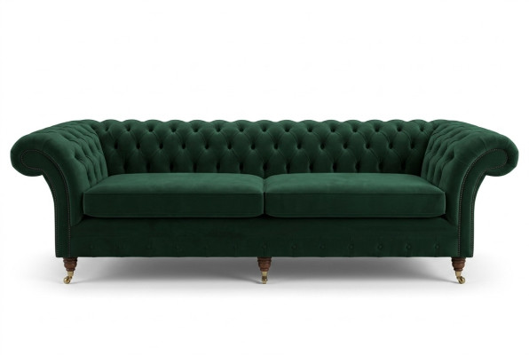Groene Chesterfield textiel lederen bank bank bekleding grote zitkussen xxl 265cm nieuw