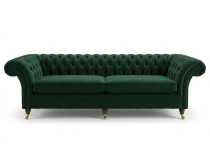 Groene Chesterfield textiel lederen bank bank bekleding grote zitkussen xxl 265cm nieuw